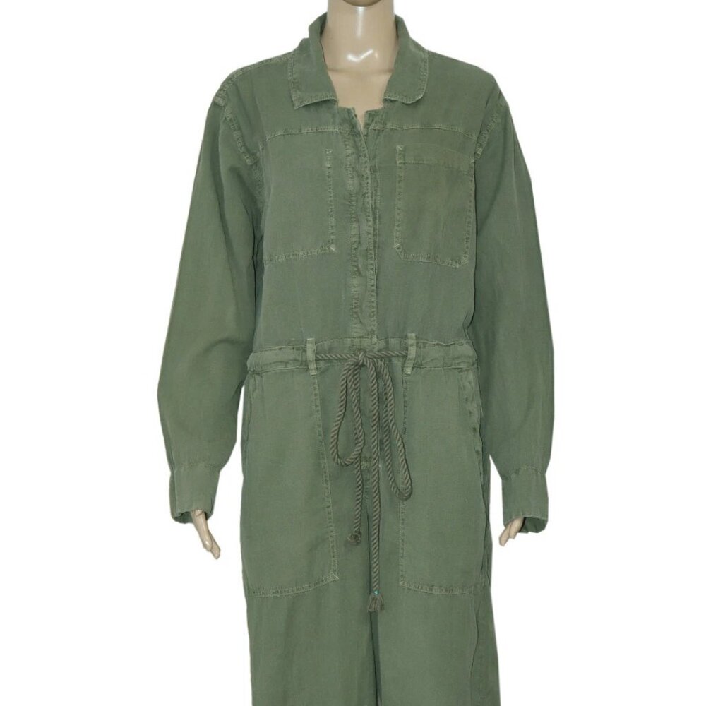 Free People Quinn Coveralls Jumpsuit Button Up Green New - Picture 5 of 8
